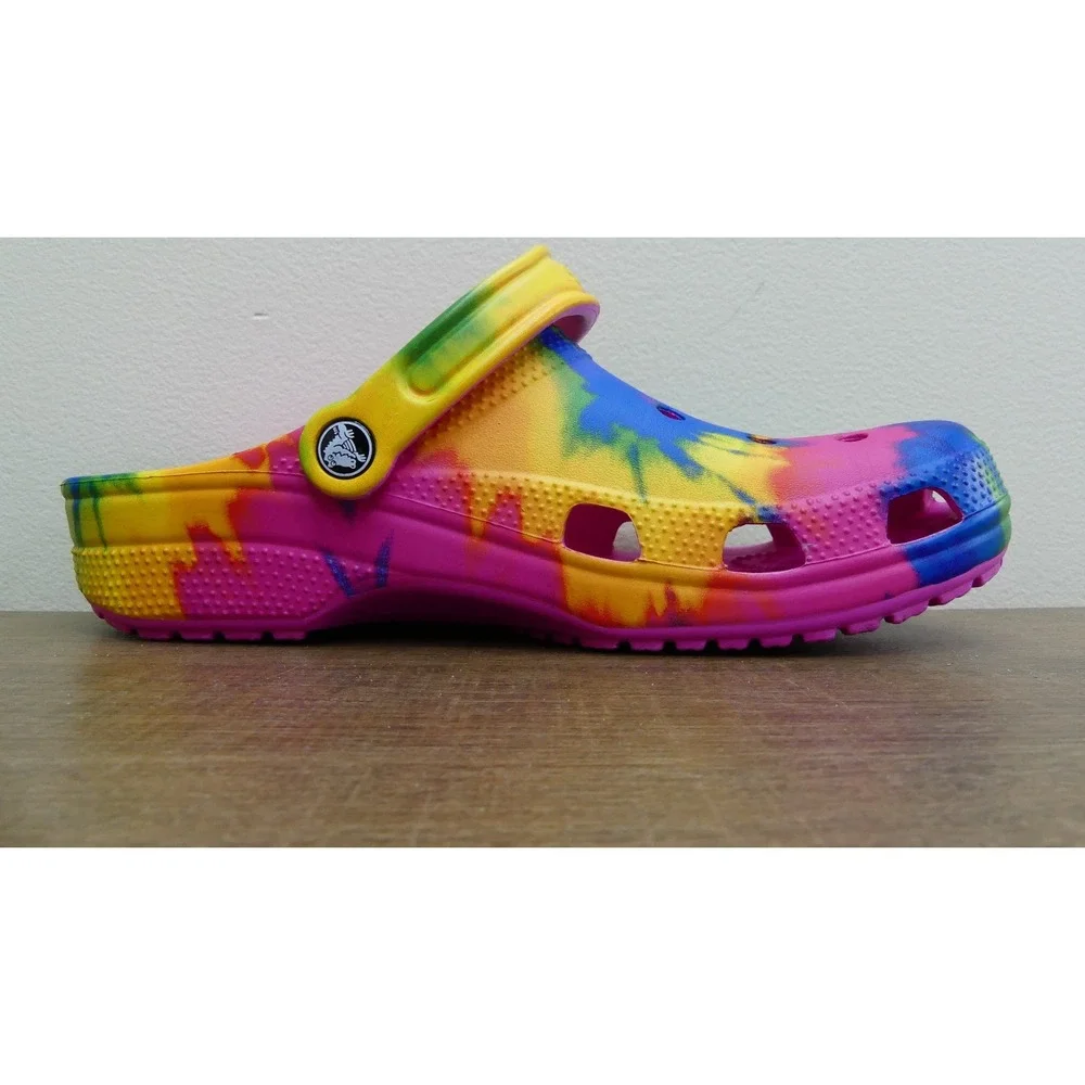 Crocs Classic Clog Mens 9 Multi Excellent Tie Dye Graphic Slip On 205453-90H